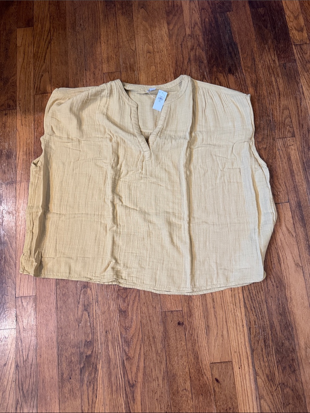 Old Navy Light Mustard Boxy V-Neck Blouse